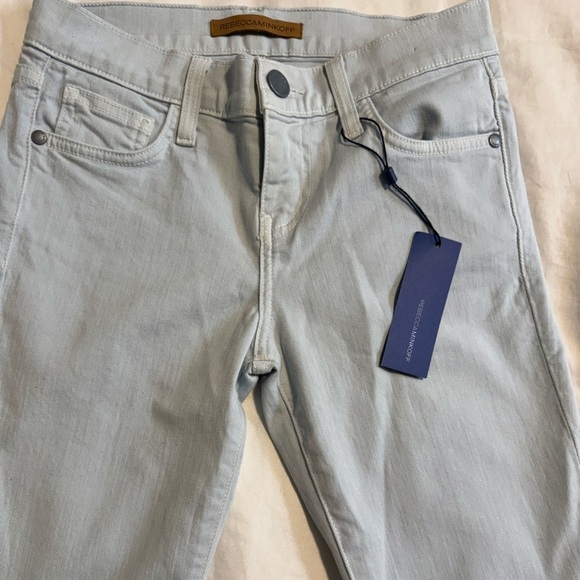 Rebecca Minkoff Sky Blue Thompson Twill Mid Rise Distressed Skinny Jeans NWT - Picture 4 of 14